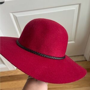 Elegant Red Wide-Brim Hat